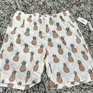 Free Planet Men's Elastic Waist Pineapple Print‎ Shorts With Pockets Size XL 36